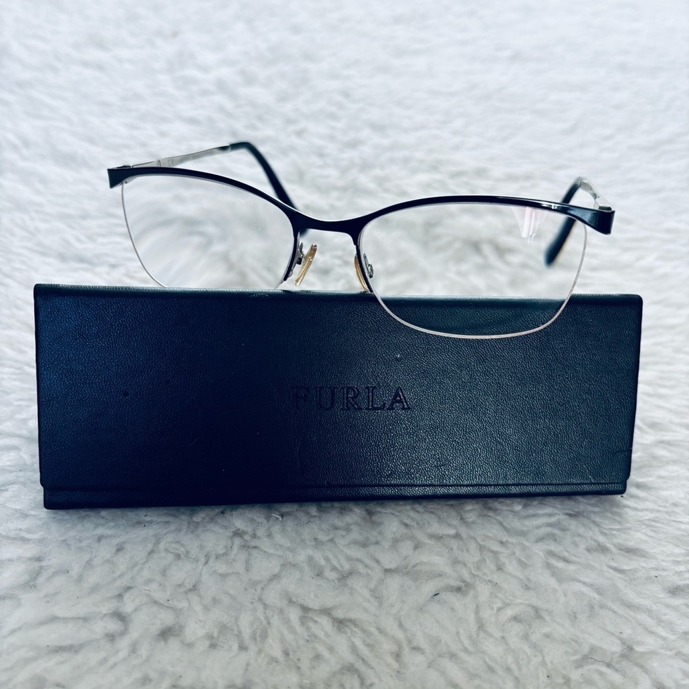Furla Women's Black Half-Rim col.0583 Glasses Frame Only w/ case